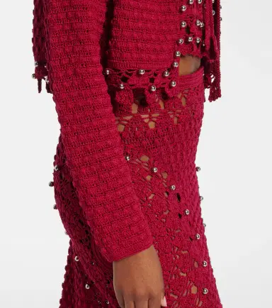 Rabanne Studded crochet cotton cardigan | Thumbnail 4