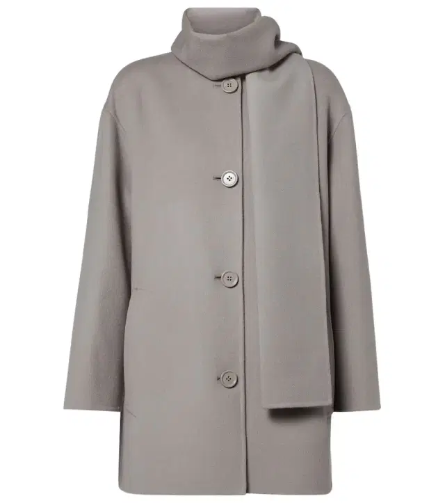 Scarf-detail virgin wool coat