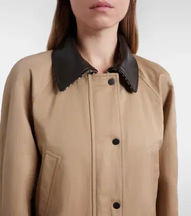 Brunello Cucinelli Leather-trimmed cotton and linen jacket | Thumbnail 2
