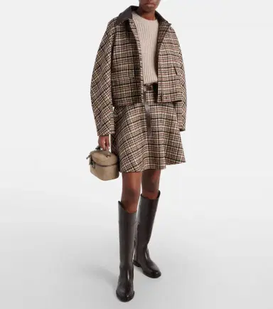 Brunello Cucinelli Houndstooth wool and alpaca-blend miniskirt | Thumbnail 2