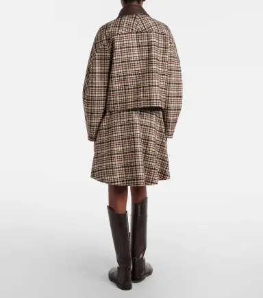 Brunello Cucinelli Houndstooth wool and alpaca-blend miniskirt | Thumbnail 3