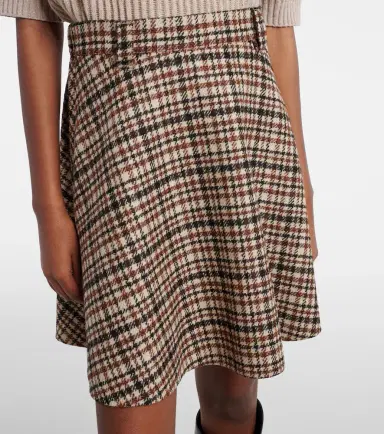 Brunello Cucinelli Houndstooth wool and alpaca-blend miniskirt | Thumbnail 4