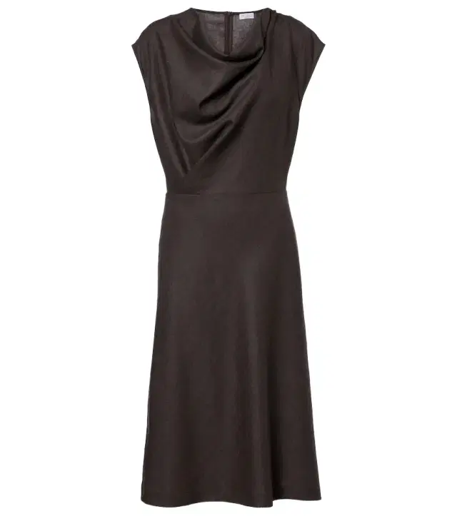 Draped wool-blend midi dress