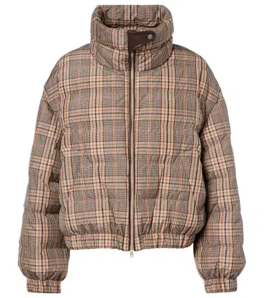 Brunello Cucinelli Checked leather-trimmed down jacket | Thumbnail 1
