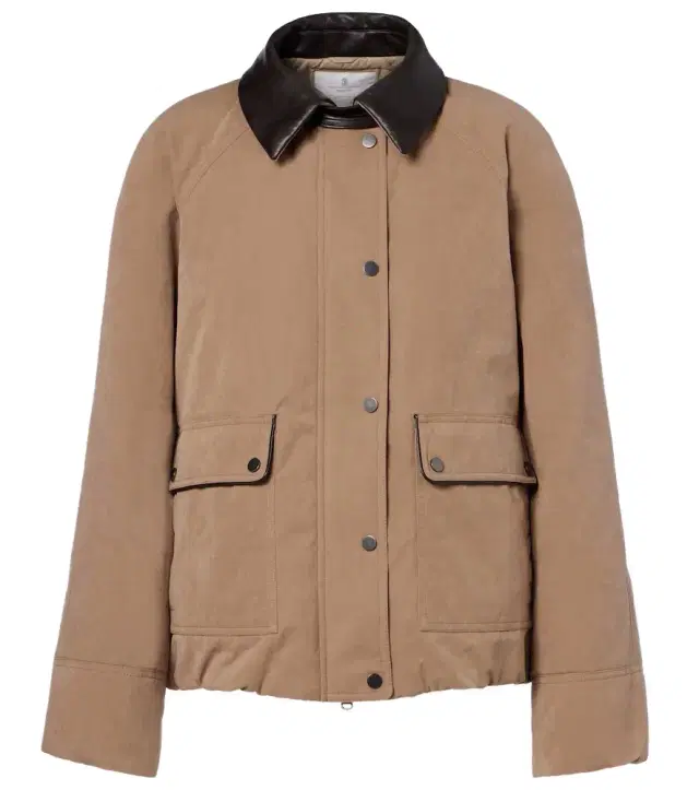 Brunello Cucinelli Leather-trimmed padded jacket