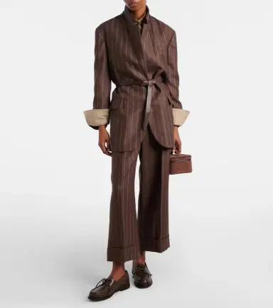 Brunello Cucinelli Chalk stripe wool cropped flared pants | Thumbnail 2