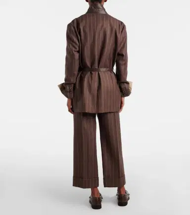 Brunello Cucinelli Chalk stripe wool cropped flared pants | Thumbnail 6