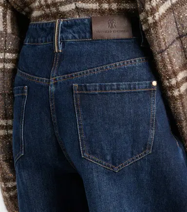 Brunello Cucinelli Leather-trimmed barrel-leg jeans | Thumbnail 3