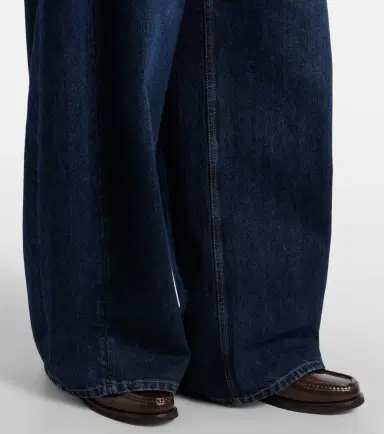 Brunello Cucinelli Leather-trimmed barrel-leg jeans | Thumbnail 4