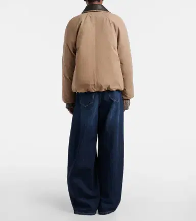 Brunello Cucinelli Leather-trimmed barrel-leg jeans | Thumbnail 5