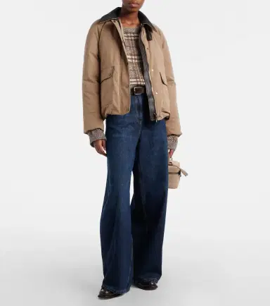 Brunello Cucinelli Leather-trimmed barrel-leg jeans | Thumbnail 6