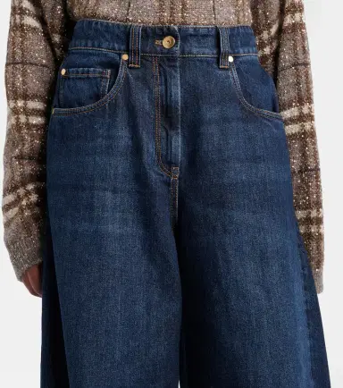 Brunello Cucinelli Leather-trimmed barrel-leg jeans | Thumbnail 7