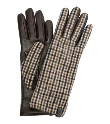 Brunello Cucinelli Monili checked virgin wool and leather gloves | Thumbnail 1 Brunello Cucinelli Monili checked virgin wool and leather gloves | Thumbnail 1