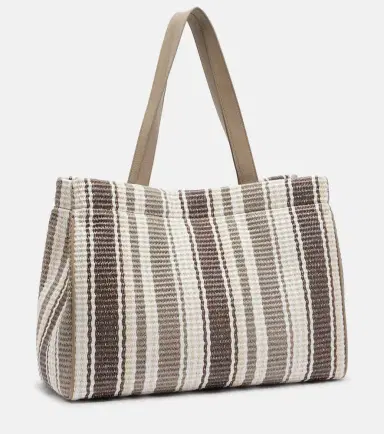 Brunello Cucinelli Monili Medium striped raffia tote bag | Thumbnail 2