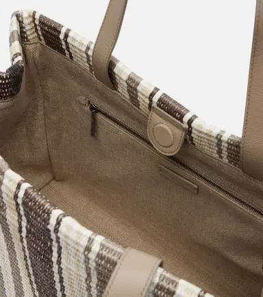 Brunello Cucinelli Monili Medium striped raffia tote bag | Thumbnail 3