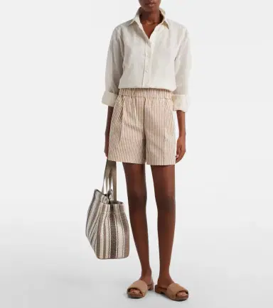 Brunello Cucinelli Monili Medium striped raffia tote bag | Thumbnail 6