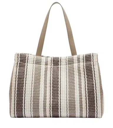 Brunello Cucinelli Monili Medium striped raffia tote bag | Thumbnail 1