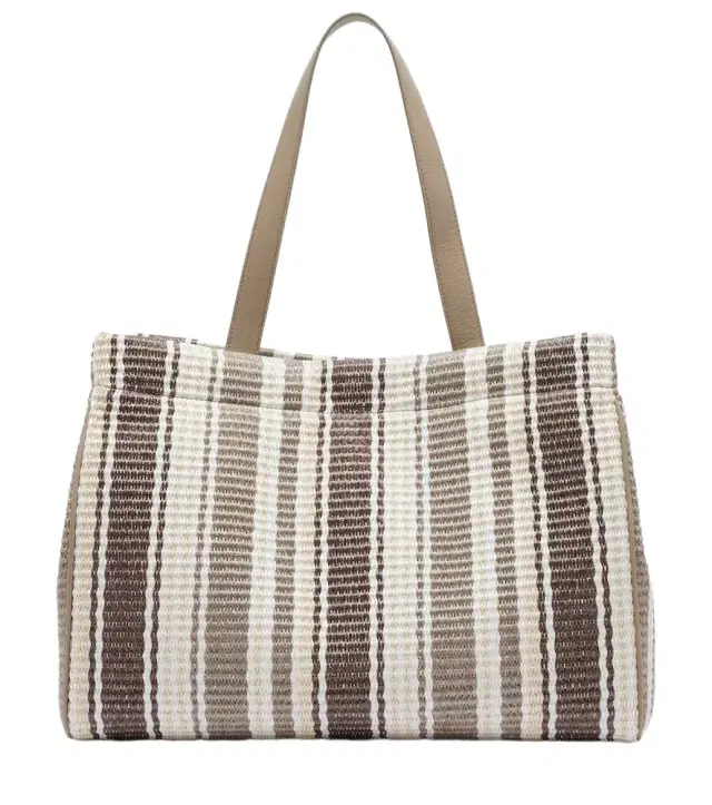 Brunello Cucinelli Monili Medium striped raffia tote bag
