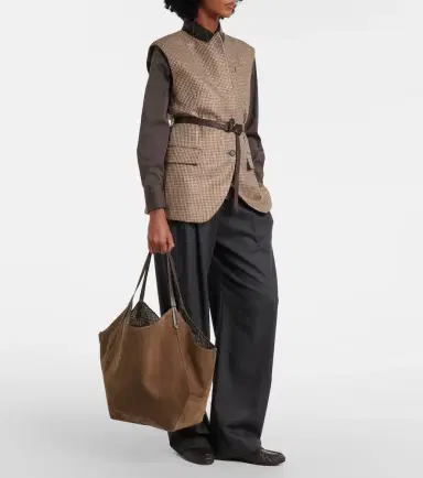 Brunello Cucinelli Monili Medium reversible suede tote bag | Thumbnail 4