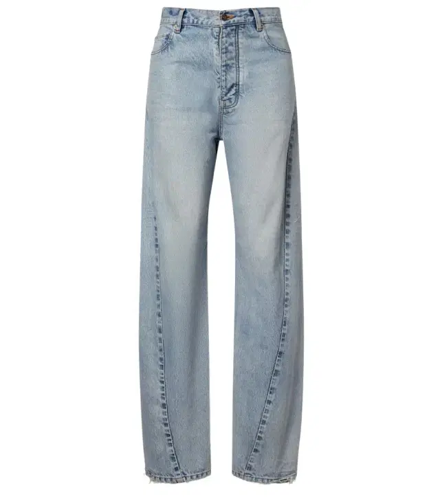 Frayed tapered jeans