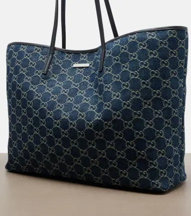 Gucci Essence Large leather-trimmed denim tote bag | Thumbnail 2