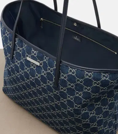 Gucci Essence Large leather-trimmed denim tote bag | Thumbnail 3