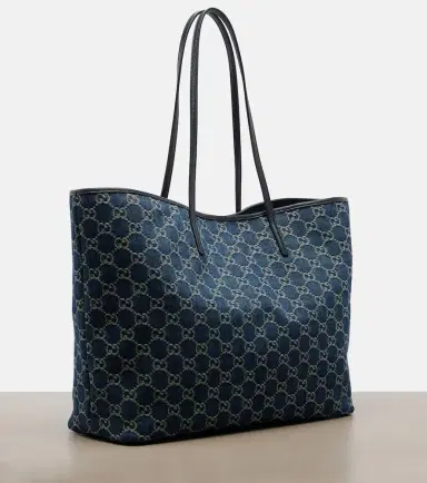 Gucci Essence Large leather-trimmed denim tote bag | Thumbnail 4