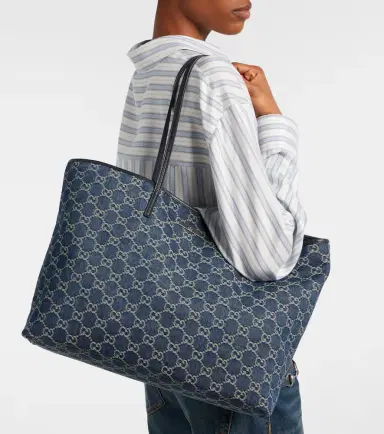 Gucci Essence Large leather-trimmed denim tote bag | Thumbnail 5