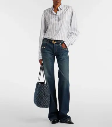 Gucci Essence Large leather-trimmed denim tote bag | Thumbnail 7