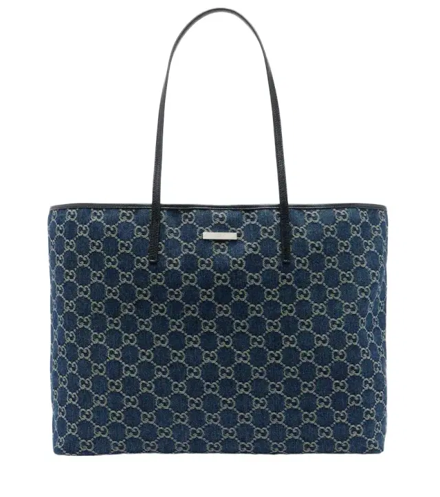 Essence Large leather-trimmed denim tote bag