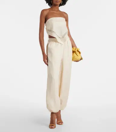 Simkhai Lace-trimmed linen-blend wide-leg pants | Thumbnail 4