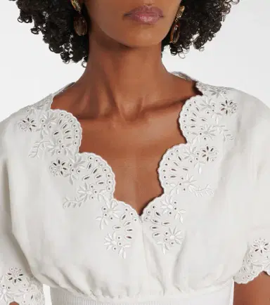 Simkhai Broderie anglaise linen-blend crop top | Thumbnail 2