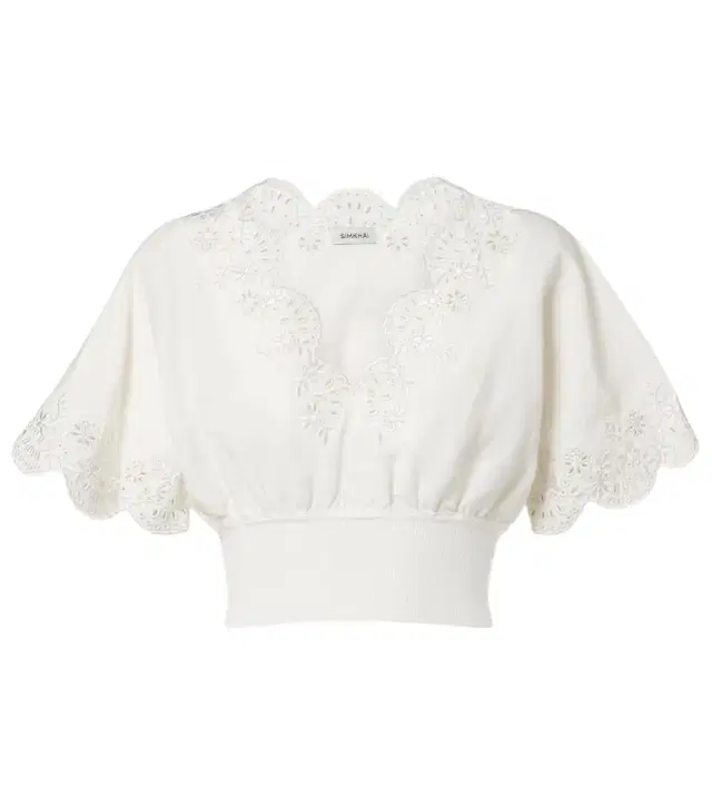 Simkhai Broderie anglaise linen-blend crop top