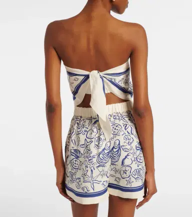 Simkhai Printed linen-blend bandeau top | Thumbnail 3