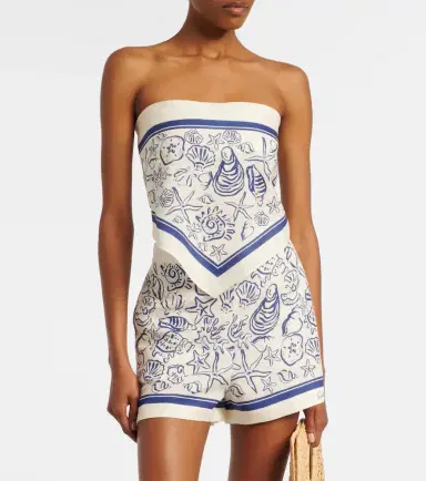 Simkhai Printed linen-blend bandeau top | Thumbnail 4