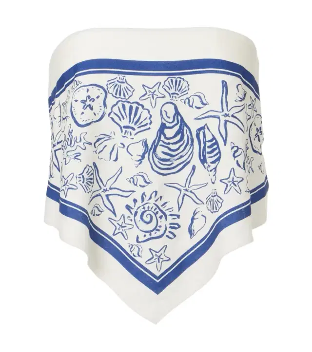 Simkhai Printed linen-blend bandeau top