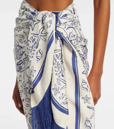 Simkhai Fringed printed linen-blend beach cover-up | Thumbnail 4