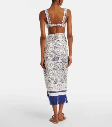 Simkhai Fringed printed linen-blend beach cover-up | Thumbnail 5