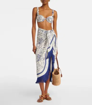 Simkhai Fringed printed linen-blend beach cover-up | Thumbnail 6