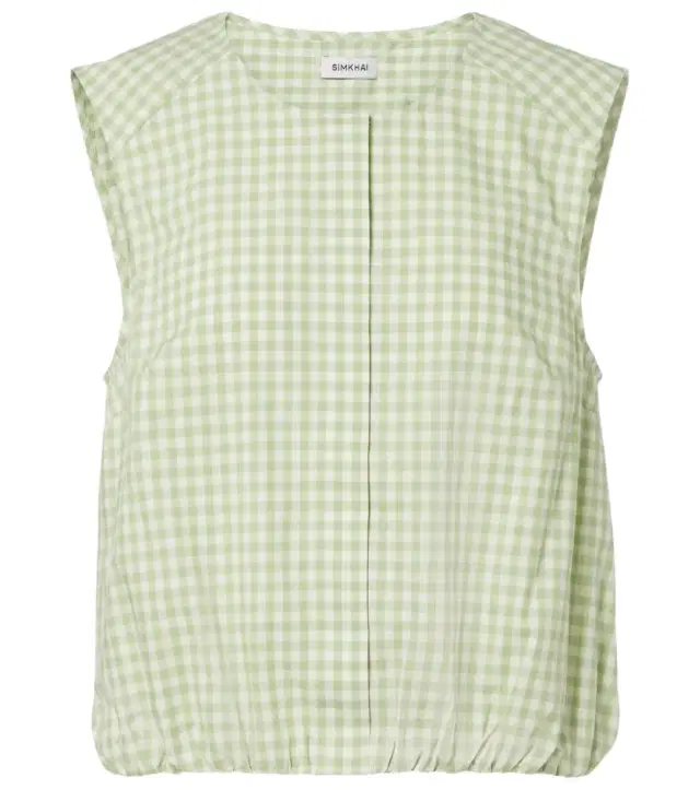Gingham cotton-blend top