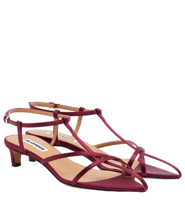 Cage satin and leather sandals