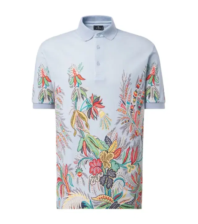 Printed cotton piqué polo shirt