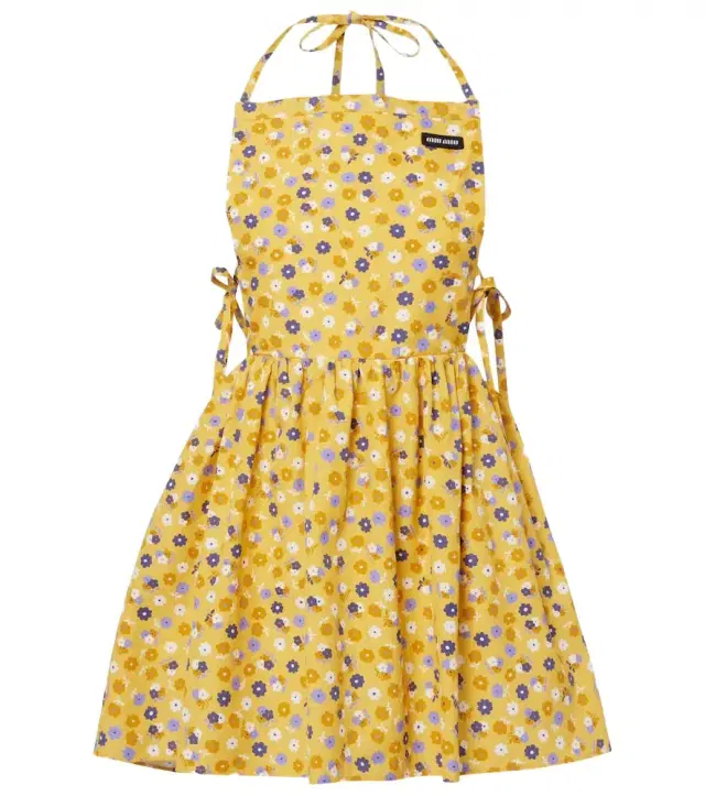 Floral open-back cotton poplin minidress