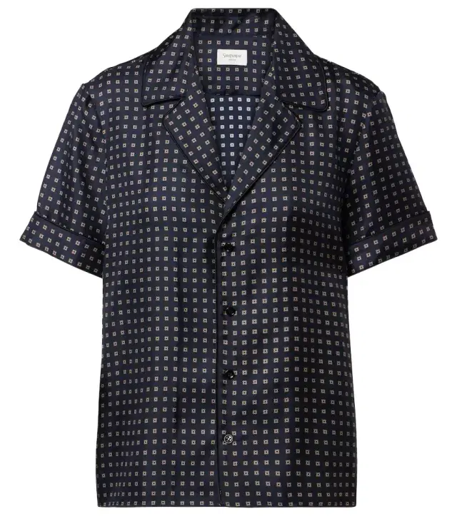 Saint Laurent Printed silk satin pajama shirt