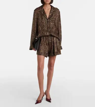 Saint Laurent Leopard-print silk shorts | Thumbnail 4 Saint Laurent Leopard-print silk shorts | Thumbnail 4