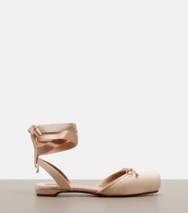Christian Louboutin Cassia Lace Up crêpe satin flats | Thumbnail 2