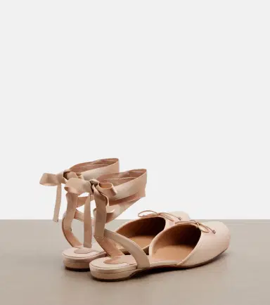Christian Louboutin Cassia Lace Up crêpe satin flats | Thumbnail 4
