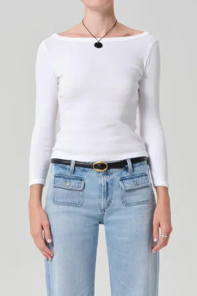 Citizens of Humanity Boat Neck Slim Tee - White | Thumbnail 2