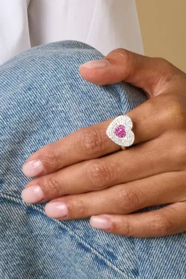PHILLIPS HOUSE Diamond Pink Sapphire Infinity Heartbeat Ring | Thumbnail 2