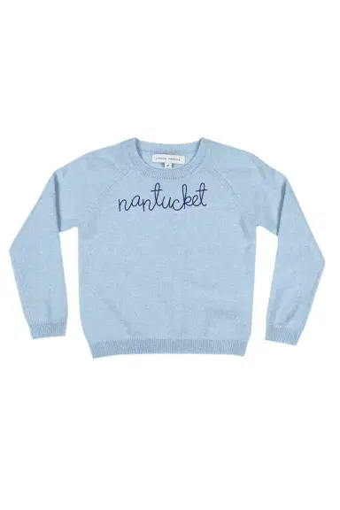 LINGUA FRANCA Kids Nantucket Crewneck - Sky | Thumbnail 1 LINGUA FRANCA Kids Nantucket Crewneck - Sky | Thumbnail 1